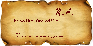 Mihalko András névjegykártya